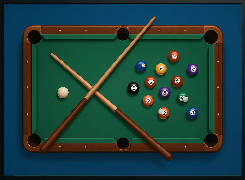 Table with cues of 8 Ball Pool for iOS